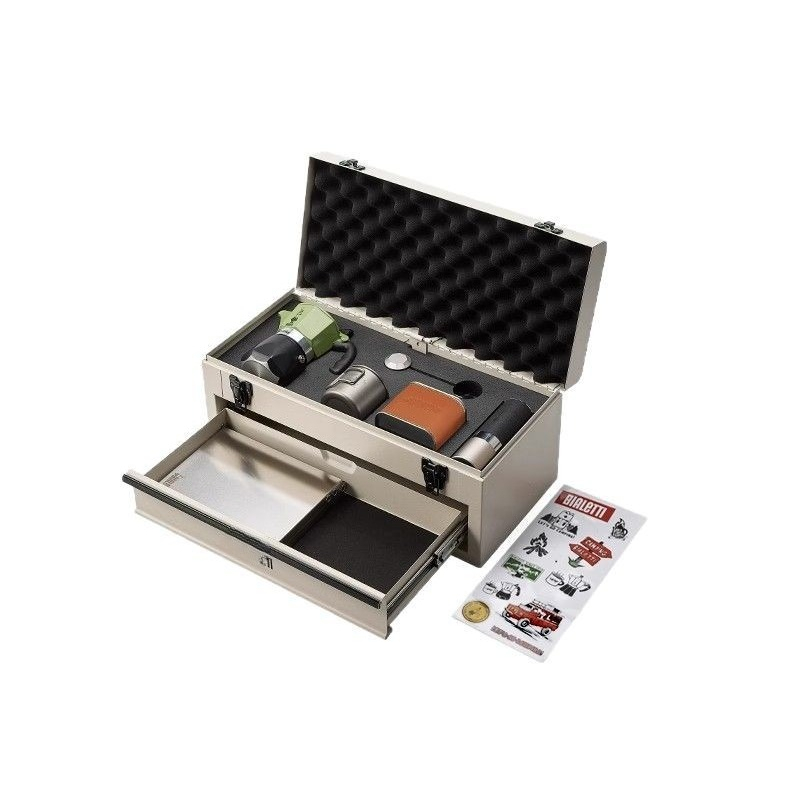 Coffee Equipment Gift Set - กล่องกาแฟสำหรับแคมป์ปิ้ง, หม้อโมคค่า, กล่องของขวัญสำหรับกิจกรรมกลางแจ้ง, ชุดอุปกรณ์กาแฟสำหรับแคมป์ปิ้งครบชุด