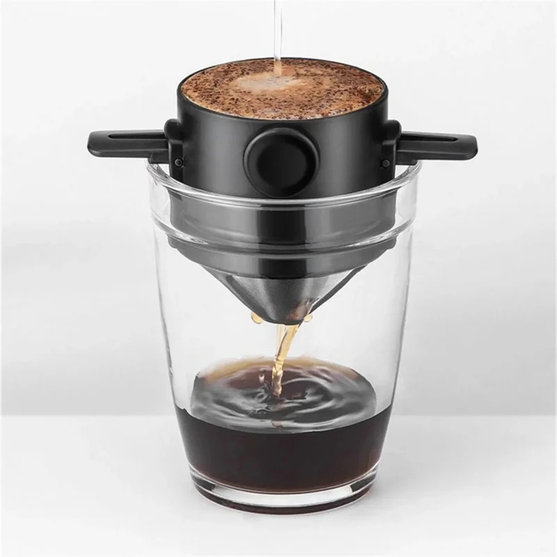 Coffee Equipment Pour Over - เครื่องชงกาแฟแบบพกพา ชุดเครื่องชงกาแฟแบบเท พร้อมแก้วกาแฟสแตนเลส ที่กรองกาแฟแบบพับได้ สำหรับการเดินทาง