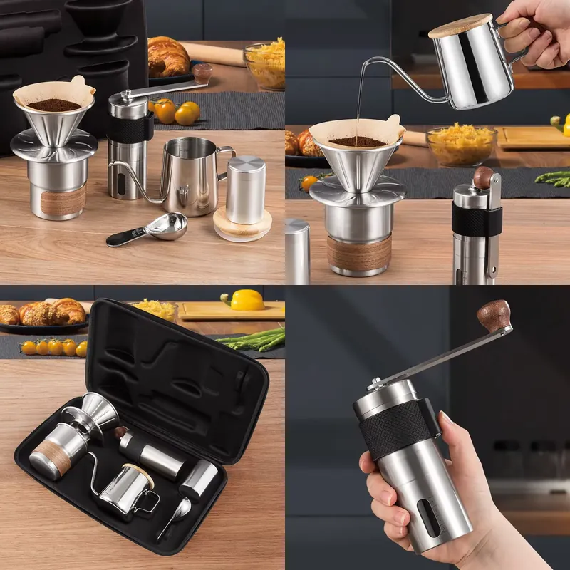 Coffee Equipment Gift Set - ชุดกาแฟชงมือ สำหรับตั้งแคมป์ เดินทาง อุปกรณ์กาแฟพกพา หม้อกาแฟแบบพกพา เครื่องบดมือ