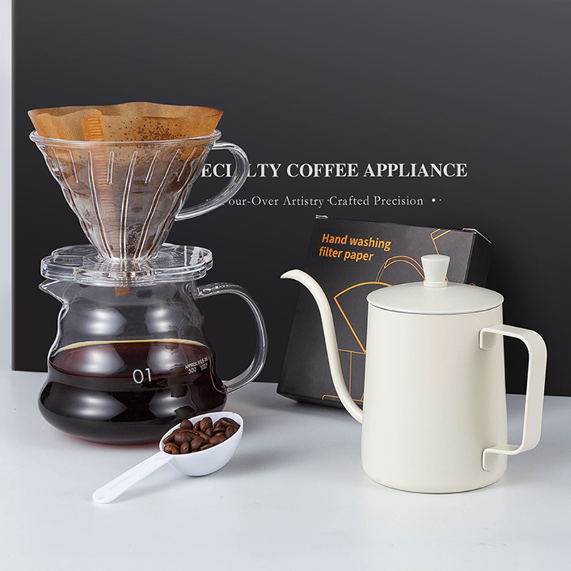 Coffee Equipment Pour Over - ชุดชงกาแฟโฮมเมดสมัยใหม่ อุปกรณ์แบบ Pour-over ภาชนะใส่เครื่องดื่มรักษ์โลก บรรจุในกล่องของขวัญ เหมาะสำหรับการตั้งแคมป์