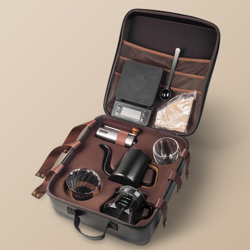 Coffee Equipment Gift Set - ชุดกาแฟชงมือ อุปกรณ์กาแฟสำหรับตั้งแคมป์กลางแจ้ง ชุดครบ พร้อมกระเป๋าเดินทางแบบพกพา กล่องของขวัญ