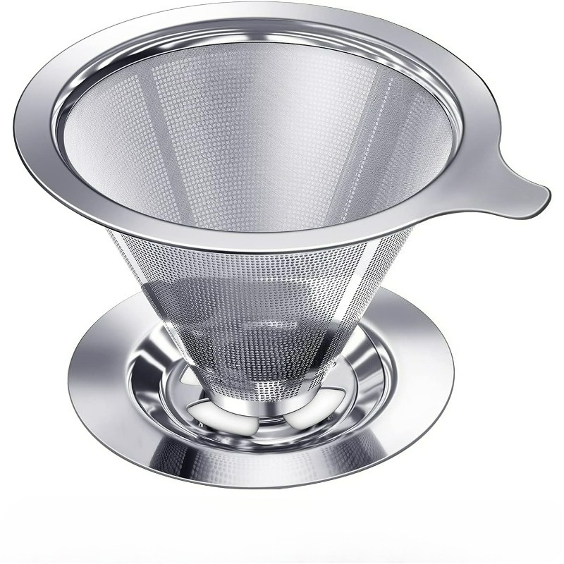 Coffee Equipment Pour Over - ดริปเปอร์กาแฟแบบ Pour Over ทำจากสแตนเลส 304 พร้อมฟิลเตอร์แบบใช้ซ้ำได้