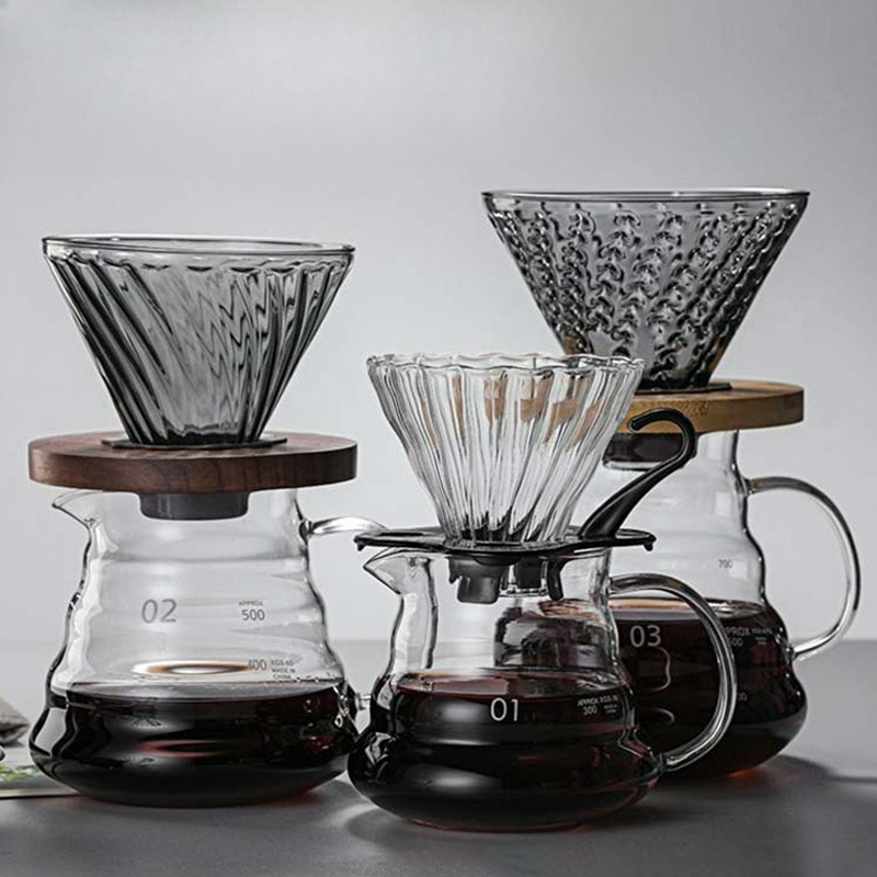 Coffee Equipment Pour Over - ชุดเครื่องชงกาแฟแบบดริป แก้วโบโรซิลิเกตทนความร้อนสูง พร้อมกาน้ำสำหรับดริปกาแฟ สำหรับใช้ในบ้าน ร้านกาแฟ ร้านอาหาร