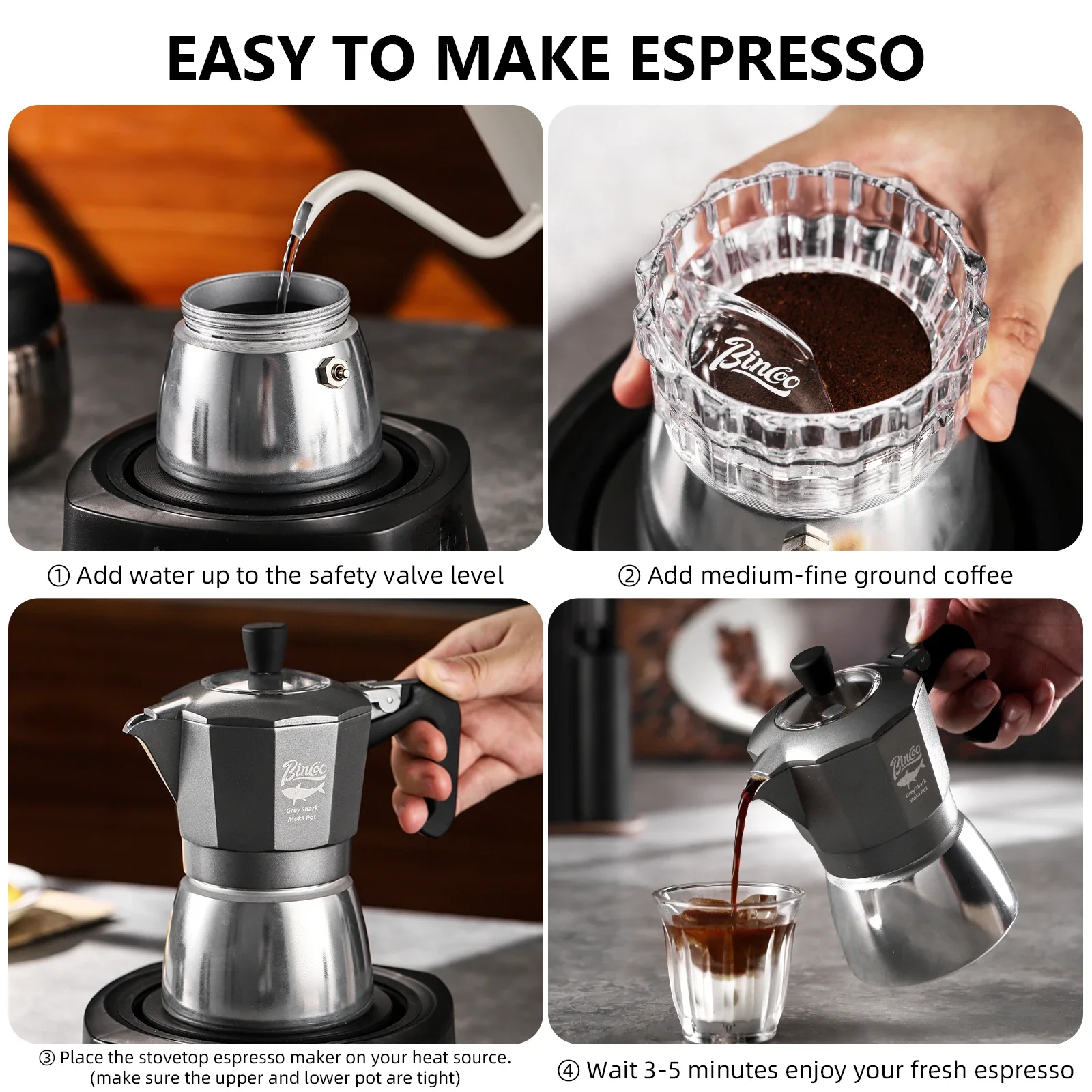 หม้อกาแฟโมก้าพอต Bincoo 2 ถ้วย - Coffee Equipment Machine บทวิจารณ์และราคา